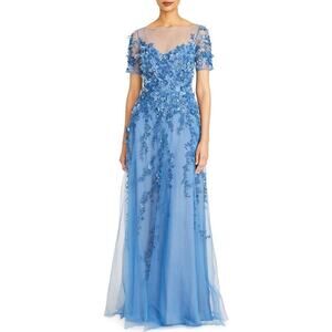 Theia Women's Margaret Embellished Gown Cornflower Blue Size 2 NWT